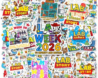 46Pcs Lab Story Sticker Pack, Lab Week Story Sticker Bundle, Funny Science Chemistry Decals for Techs Stickers, Waterproof Vinyl Stickers