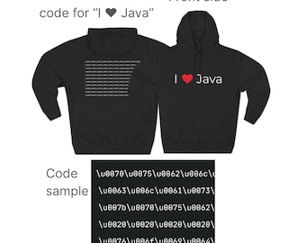 Java Programmer Hoodie, Unicode "I Love Java" Design for Software Developers