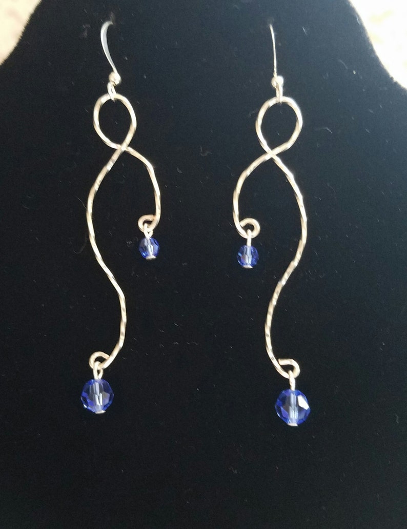 Silver Twisted Wire and Sapphire Swarovski Crystal Dangle - Etsy