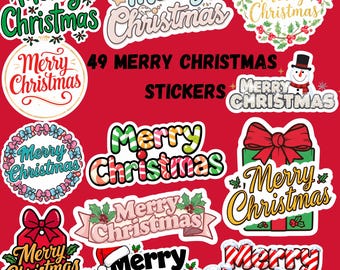 Paquete de adorables pegatinas navideñas en formato PNG / Pegatinas navideñas imprimibles / Imágenes prediseñadas navideñas en PNG / Adorables pegatinas navideñas / PNG para uso comercial