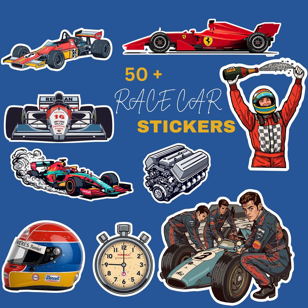 Racing Car Stickers Bundle | Kids Race Car Sticker Pack for Laptop ...