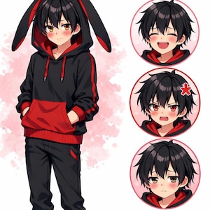 male vtuber model free | premade free PNG tuber bored looking character emote base
