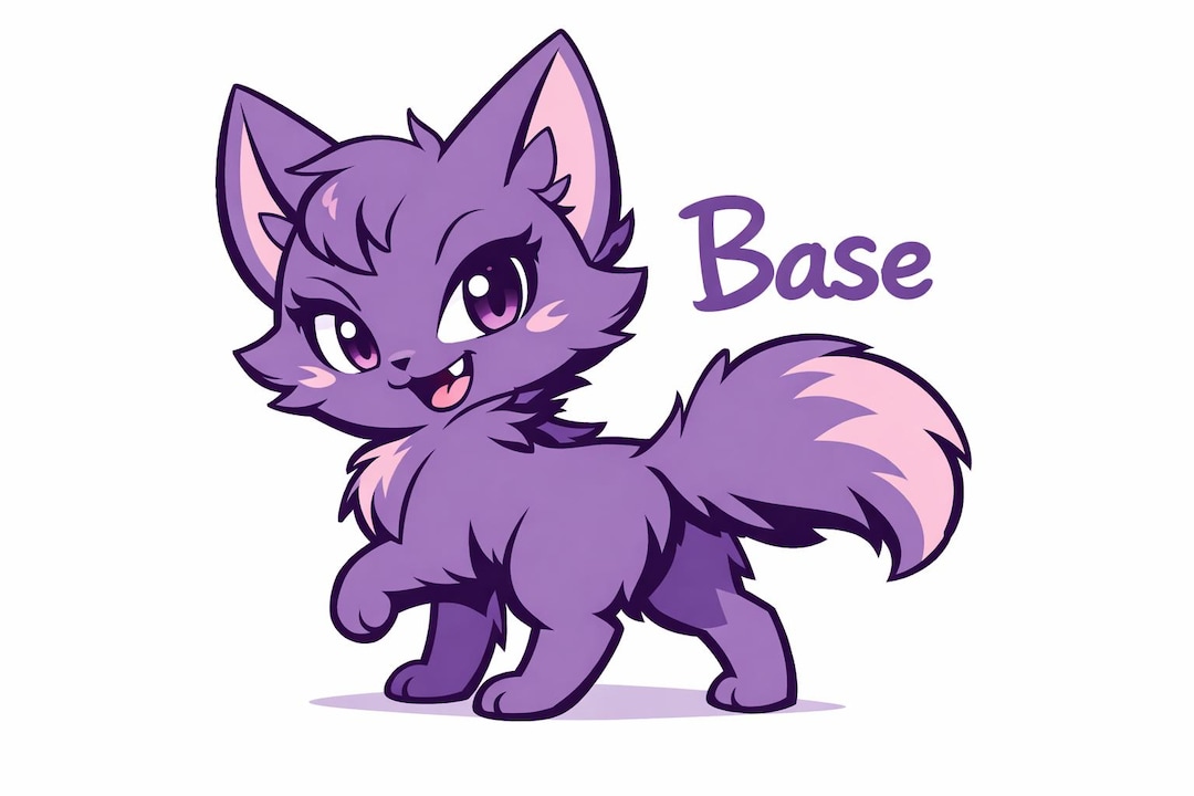 Furry Kitty Cat Rump Base Lineart, Whimsical Feline Digital Art ...