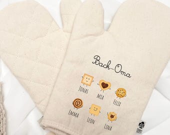 Gant de cuisine personnalisé « Back-Grandma » – Cadeau pour grand-mère pour la fête des grands-mères, un anniversaire ou Noël. Accessoire de cuisine amusant et original.