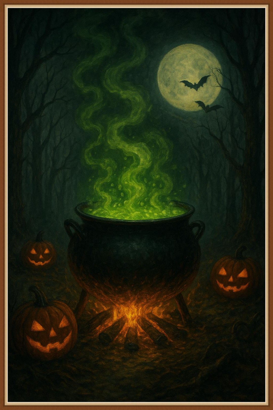 Halloween Cauldron Art Print: Spooky Witch Brew, Pumpkins (digital ...