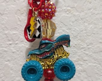 Monster Jam mini monster truck Dragon handmade keychain