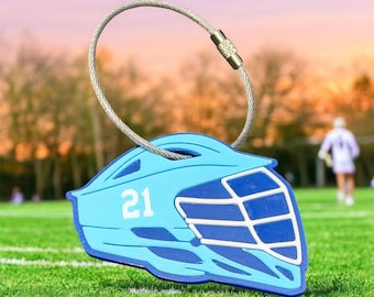 Étiquette de sacoche pour casque de crosse personnalisée : porte-clés d'équipe personnalisé - bas de Noël