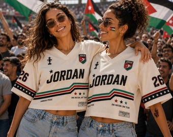 Jordan Crop Top Jersey, Custom Name Number Shirt, Football Fan Crop Tee, Women World Cup Outfit Gift