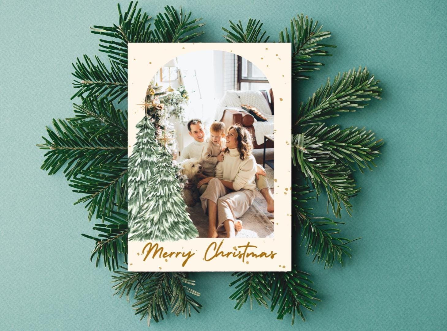 Editable Christmas Photo Card Template – Double-sided Family Photo ...