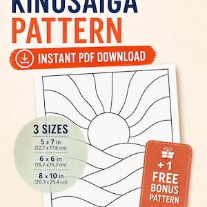 Patrón Kinusaiga Atardecer, descarga instantánea en PDF, plantilla para tela, bricolaje, arte textil japonés, kit kinusaiga
