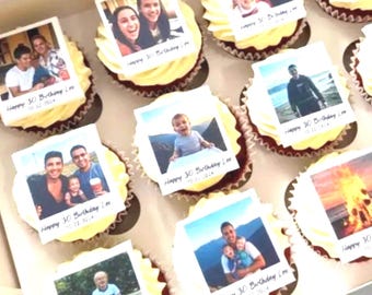 CUSTOM EDIBLE Photo CUPCAKE Toppers: Polaroid Style Icing Sheets For Cakes & Cupcakes