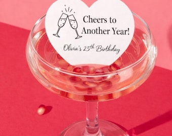 CUSTOM HEART DRINK Toppers: Edible Wafer Paper, Valentine Cocktail Garnish Wedding Anniversary Decor