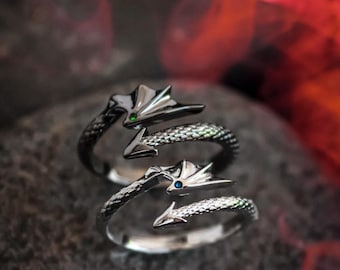 Bagues oeil de dragon Mystic Bond Bagues pour couple assorties Inspiré par HTTYD (boîte cadeau) Cadeau d'amour pour la Saint-Valentin