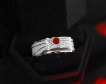 Pierścień Tanjiro Demon Slayer Rising Sun Guardian Warrior z japońską biżuterią, regulowany pierścień Flame Wave z prezentem na Walentynki