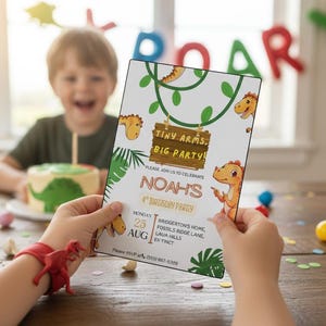 Dinosaur Birthday Party Invitation for Kids (Boys and Girls) Printable and Editable