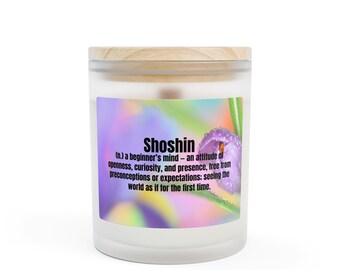 Mindfulness & Zen Decor | Inspirational Word Candle | Calm Home Gift | 11 oz Shoshin Candle