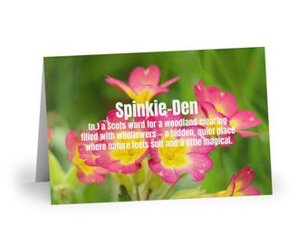 Spinkie-Den Greeting Card | Wildflower Nature Literary Word Art | Floral Botanical Stationary