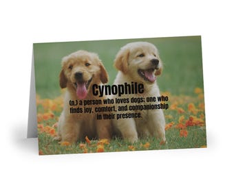 Cynophile Greeting Card | Dog Lover Gift | Puppy Aesthetic | Literary Word Art | Friendship | Pet Lover Stationery