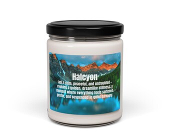Calm & Peaceful Meaning Candle | Serenity Gift | Mindfulness Decor | Cozy Aesthetic Candle for Stress Relief | 9 oz Halcyon Candle