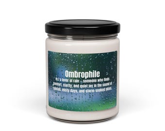 Regalo para amantes de la lluvia / Vela acogedora para días lluviosos / Vela reconfortante para amantes de los libros / Regalo para clima tormentoso / Vela Ombrophile de 9 oz