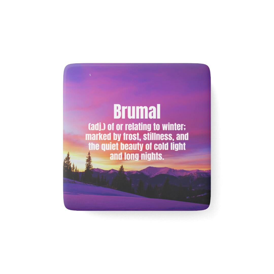 Brumal Magnet 2x2 | Winter Definition Word Art | Purple Sunset Snow ...
