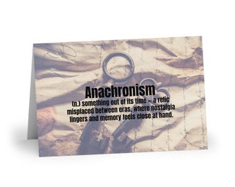 Anachronism Greeting Card | Nostalgia Lover Gift | Vintage Literary Word Art | Old Soul Stationery | Thoughtful Keepsake