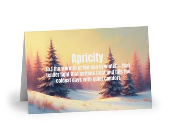 Apricity Greeting Card | Literary Word Art | Sunlight in Winter | Thoughtful Seasonal Stationery