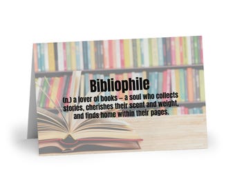 Bibliophile Greeting Card | Book Lover | Literary Word Art | Bookish Stationery
