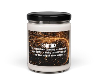Calm Mind Gift | Spark of Hope Candle | Inspirational Rare Word Decor | 9 oz Scintilla Candle