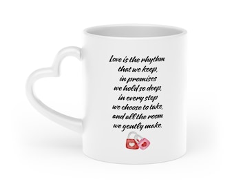 Romantic Poem Mug with Heart Handle | Love Poem Coffee Cup | Valentine's Day Gift for Partner | Anniversary Gift Mug