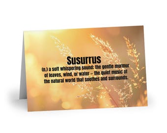 Susurrus Greeting Card | Nature Lover | Literary Word Art | Calm Reflection | Mindful Stationery