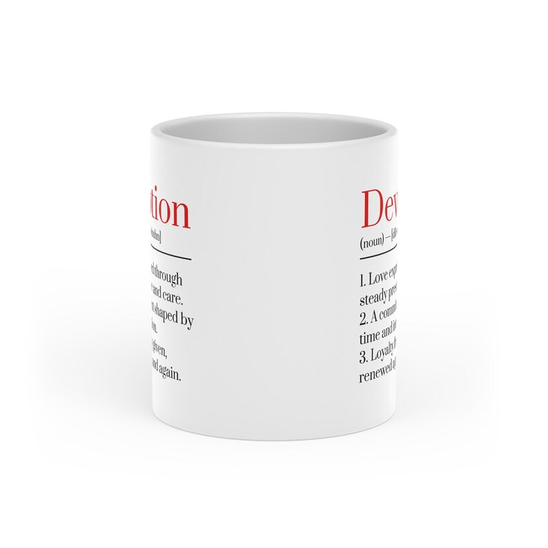 Devotion Definition Mug | Meaningful Love Gift | Romantic Valentine's Day Mug | Literary Love Coffee Cup image 2
