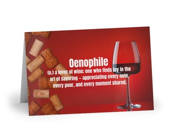 Oenophile Greeting Card | Wine Lover | Red Wine Aesthetic | Literary Word Art Stationary