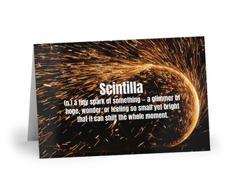 Scintilla Greeting Card | Spark of Hope | Literary Word Art | Meaningful Moment | Thoughtful Encouragement Stationery