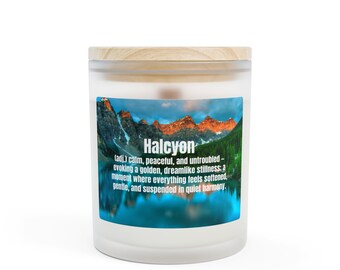 Calm & Peaceful Meaning Candle | Serenity Gift | Mindfulness Decor | Cozy Aesthetic Candle for Stress Relief | 11 oz Halcyon Candle