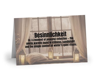 Besinnlichkeit Greeting Card | Winter Reflection | Candlelight Aesthetic | Literary Word Art | Mindful Winter | Warm Seasonal Stationery