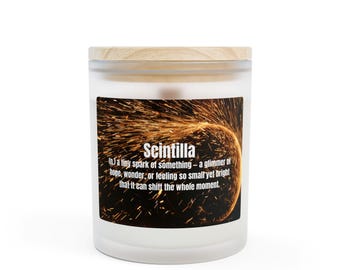 Calm Mind Gift | Spark of Hope Candle | Inspirational Rare Word Decor | 11 oz Scintilla Candle