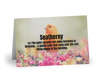 Seatherny Greeting Card | Birdsong Serenity | Morning Calm | Literary Word Art | Nature-Inspired Mindful Stationery