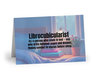 Librocubicularist Greeting Card | Book Lover | Reading in Bed | Literary Gift| Nighttime Reader | Bookish Stationery