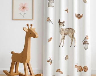 Rideaux chambre d'enfant cerf des bois, rideau de chambre d'enfant animaux, rideaux de fenêtre, cadeau pour bébé