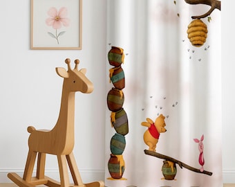 Winnie the Pooh Bear Nursery Curtains, Pooh Kids Bedroom Curtains, Window Curtains, Nursery Curtains, Gift for Baby