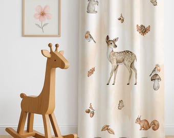 Woodland Deer Boys Room Curtains, Nursery Curtains, Animals Kids Curtains, Window Curtains, Gift for Baby