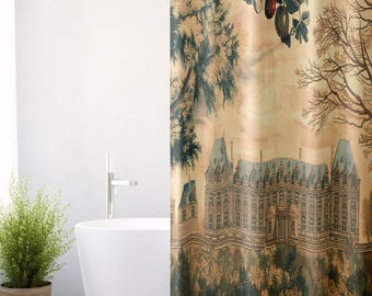 Tenda da doccia French Verdure, arredamento da bagno vintage, tenda da bagno elegante, design antico