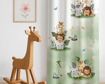 Safari Nursery Curtains, Animals Kids Bedroom Curtain, Window Curtains, Gift for Baby