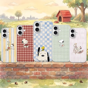 Etui na telefon Snoopy • Retro minimalistyczny pokrowiec na psa