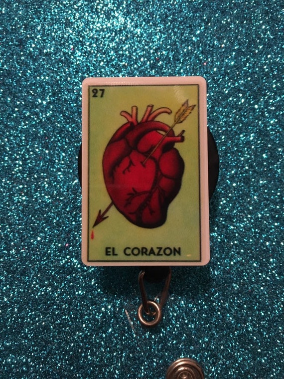 La Loteria El Corazon Retractable Reel Badge Holder 