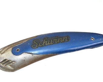 Ozdoba na błotnik rowerowy Vintage Schwinn Blue Script 13,5 w chromie