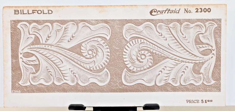 1953 Craftaid Leathercraft Template No. 2300 Billfold Scroll Floral ...