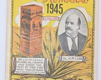 VTG 1945 Herrick's Dr JH McLeans Medical Almanac Antique booklet