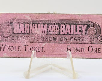 Raro Barnum & Bailey El mayor espectáculo del mundo Entrada completa Tablero grueso Admite uno